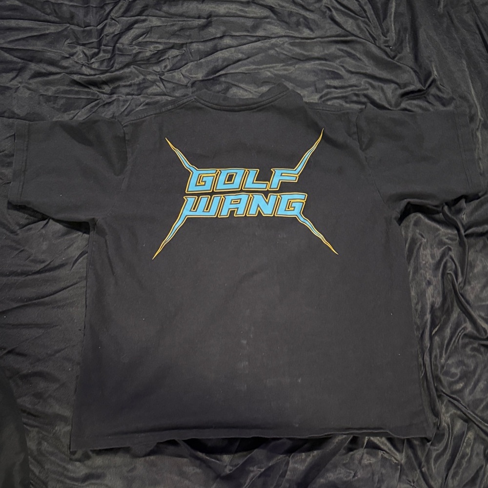 Golf Wang Black Tee with Blue and Yellow Graphic